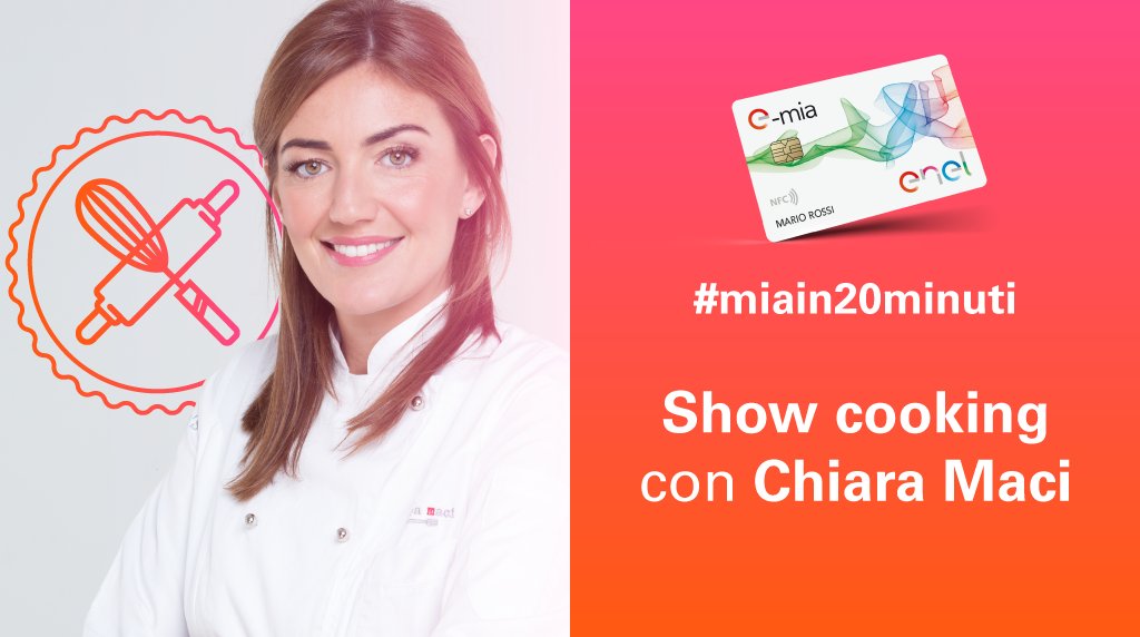 La #cucina è la tua grande passione? 
Vienici a trovare a @EatalySmeraldo domenica #12novembre dalle 18 oppure segui la diretta Facebook sulla pagina di Enel Energia:bit.ly/ShowCookingChi…. 
Scopriremo insieme tutti i segreti delle #ricette dalla regina dei fornelli <a href="/ChiaraMaci/">Chiara Maci</a>!