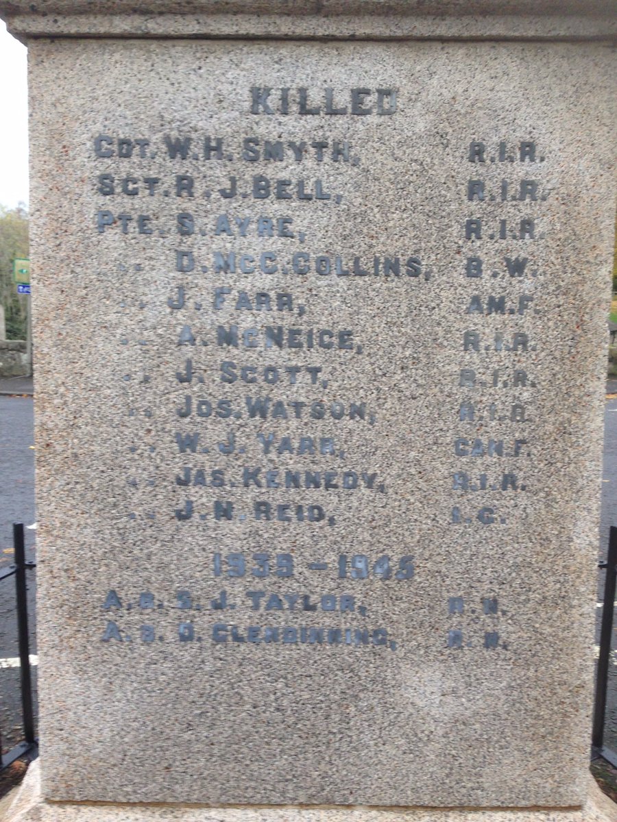 #remembrance photo-countdown My great uncles name on #Glenavy war memorial, James Kennedy Kia 1/71916 #somme  #lestweforget #poppyappeal2017 #royalirishrifles  #RemembranceSunday #greaterlovehathnoman