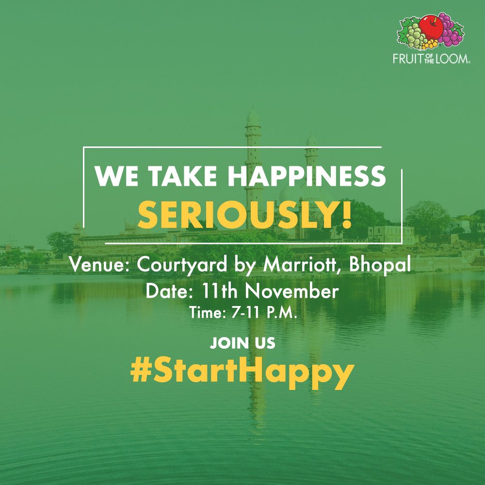 FOTL_India's tweet photo. Bhopal, are you eager to #StartHappy? #RetailLaunch #FruitOfTheLoom https://t.co/V73zLmADTO