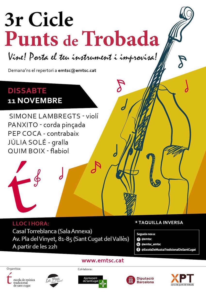 Demà #puntdetrobada amb <a href="/emtsc_emtsc/">emtsc</a> al <a href="/Casal_TBK/">Casal TorreBlanca</a> de #santcugat! #xpt #pt #puntsdetrobada