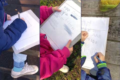 Lekker buiten werken: deze week les 1 van de beeldende lessenserie Ritmes en Patronen van Hilda Klaassen <a href="/KunstgroepNoord/">Kunstgroep Noord</a> @Primenius Mgr. Bekkerschool #Veendam #cultuureducatie