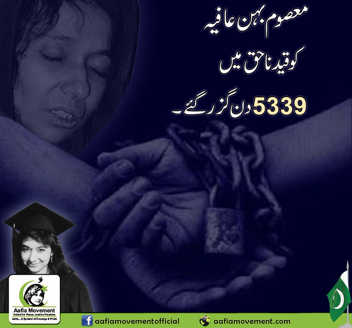 Aafiamovement's tweet photo. @MianNawazPM @MianNawazPak @miannawazshreef @MaryamNSharif @PmlnMedia @pmln_org @PPP___Official @BBhuttoZardari @AAliZardari @ImranKhanPTI @ChShujatHussain @pmlq @ShahidKhaqanABS @FowziaSiddiqui @AamirLiaquat @Aafiamovement 
#ReleaseDrAafia https://t.co/hyyWA1JLZL