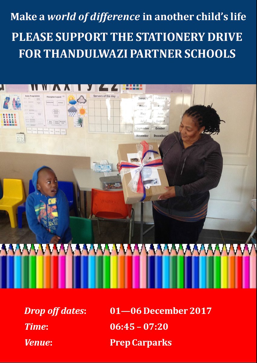 TeamThandulwazi's tweet photo. The annual stationery drive for Thandulwazi partner schools is a PTA initiative @StStithians. For many Thandulwazi beneficiaries stationery is a luxury and often in very short supply. Please donate your "pre-loved" stationery to this worthy cause. https://t.co/wOJoyk5fvI