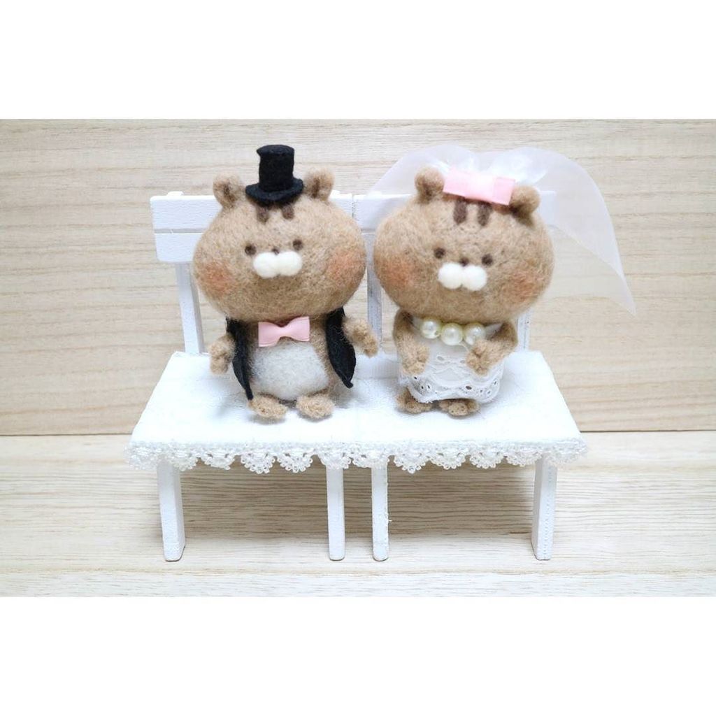 先月、友人の結婚式に作ったりすのウェディングドールです♪ #handmade