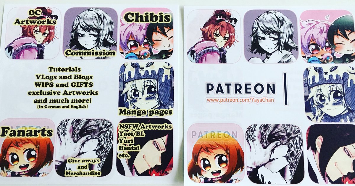 YaYa_Chan's tweet photo. My new flyers arrived ;3
( https://t.co/CbLK6y72nC )
#patreonartist #patreon #mangaartist #chibi #nsfw #yaoi #yaoiartist #spookyice https://t.co/xtlpsx9Lbw
