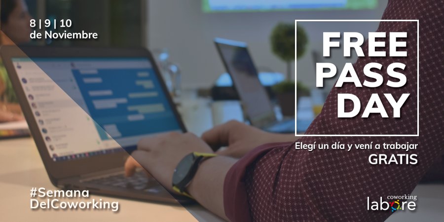 laboreCOWORKING's tweet photo. 📢 #SemanaDelCoworking 2017!
ÚLTIMO DÍA para que vengas a conocer y utilizar tu espacio de trabajo SIN COSTO.
#LaboreCoworking #BuenViernes https://t.co/gIoy9L3HGZ
