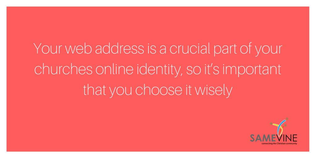 SameVine's tweet photo. Your web address is a crucial part of your churches online identity, so it's important that you choose it wisely https://t.co/AhVc3q6Noz https://t.co/s2g9bHVWNo