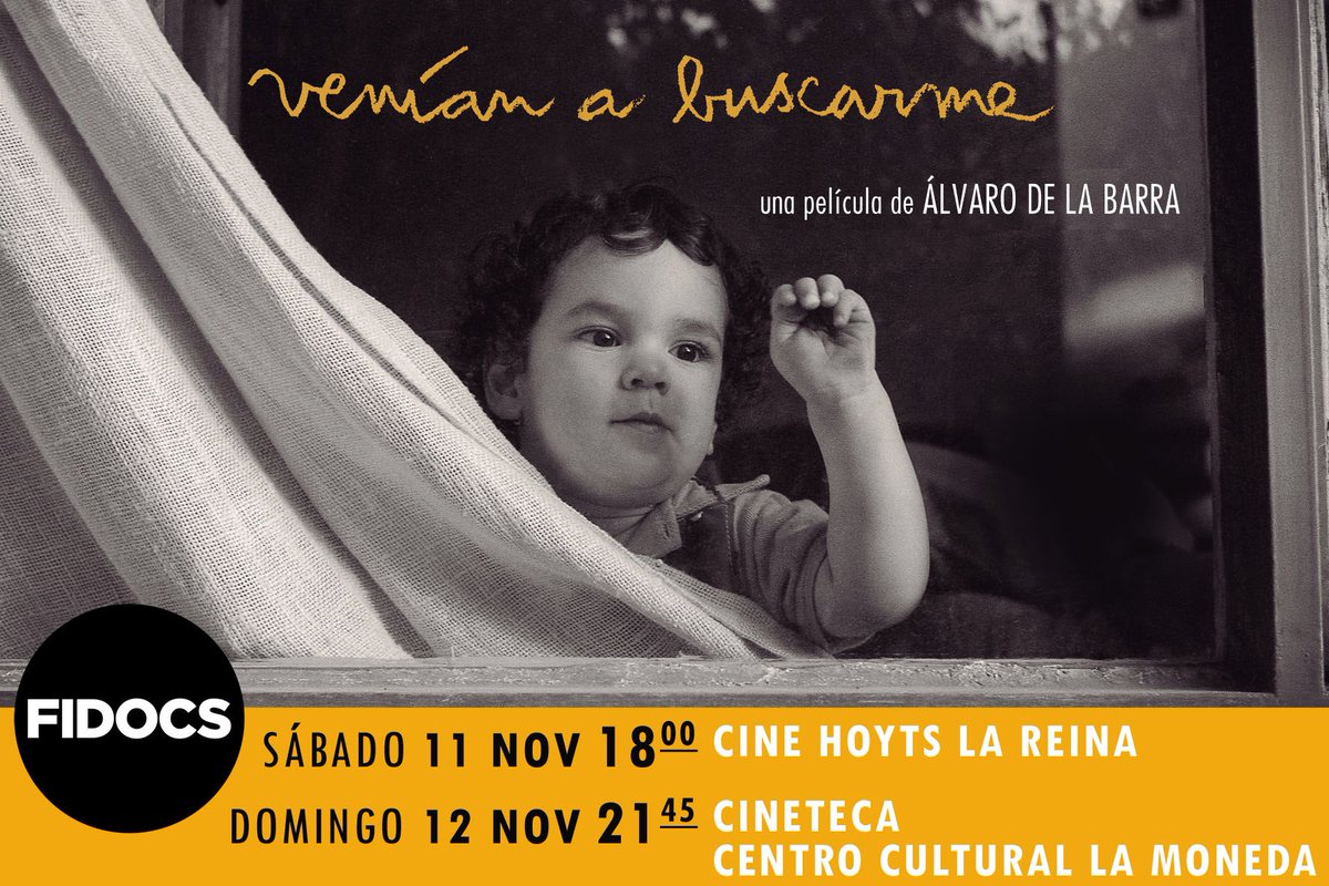 AlvarodelaBarra's tweet photo. Comenzó #FIDOCS! Y estas son las funciones de Venían a buscarme. 🎥 #avilafilmsCL #filmsfestivals https://t.co/RZtQcvnUzc