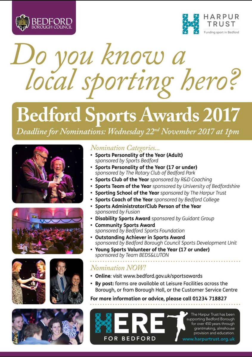 BoroughCouncilSports (@boroughsports) on Twitter photo If you haven’t nominated your local sporting hero already there is still time #BedfordSportsAwards2017 #getnominating <a href="/BedfordTweets/">Bedford Borough Council</a> If you haven’t nominated your local sporting hero already there is still time #BedfordSportsAwards2017 #getnominating <a href="/BedfordTweets/">Bedford Borough Council</a>