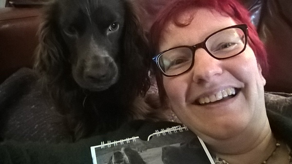 katherinemabey's tweet photo. Have you any idea how difficult it is to hold dog and calendar? 🐶 😀 #MCselfie @middogs @CharleneSTMW #calendardogs #RCM @Sally5881 https://t.co/URtKEY1hBS
