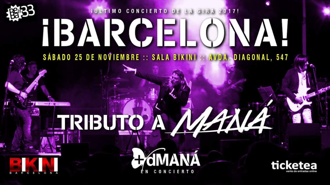 Queremos compartir contigo 2 horas de felicidad y energíapositiva 😊 #tributoManá #Barcelona