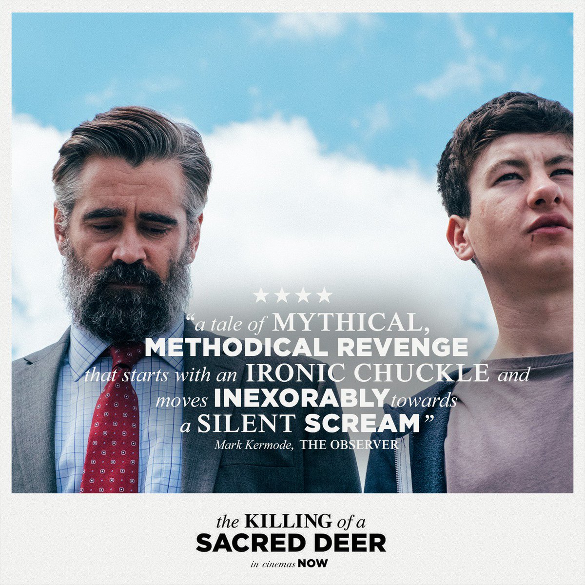 Treat yourself to the latest masterpiece from the visionary mind of #YorgosLanthimos. #TheKillingOfASacredDeer

TheKillingOfASacredDeerFilm.com