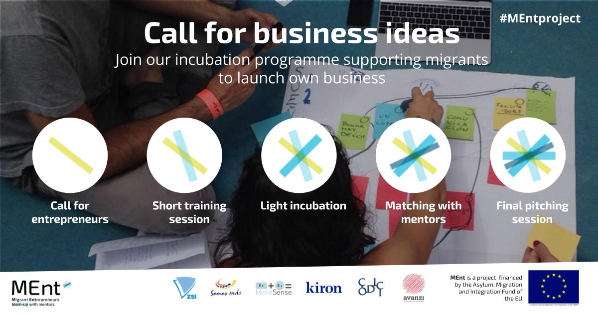 MEnt_EU's tweet photo. The call for the second cycle of #MEntProject incubation programme in #Italy is open! Are you a #migrant or #refugee with wishing to set up your own business? 
Apply here >> https://t.co/tcCfkhIw14 https://t.co/0hCziZBNvK