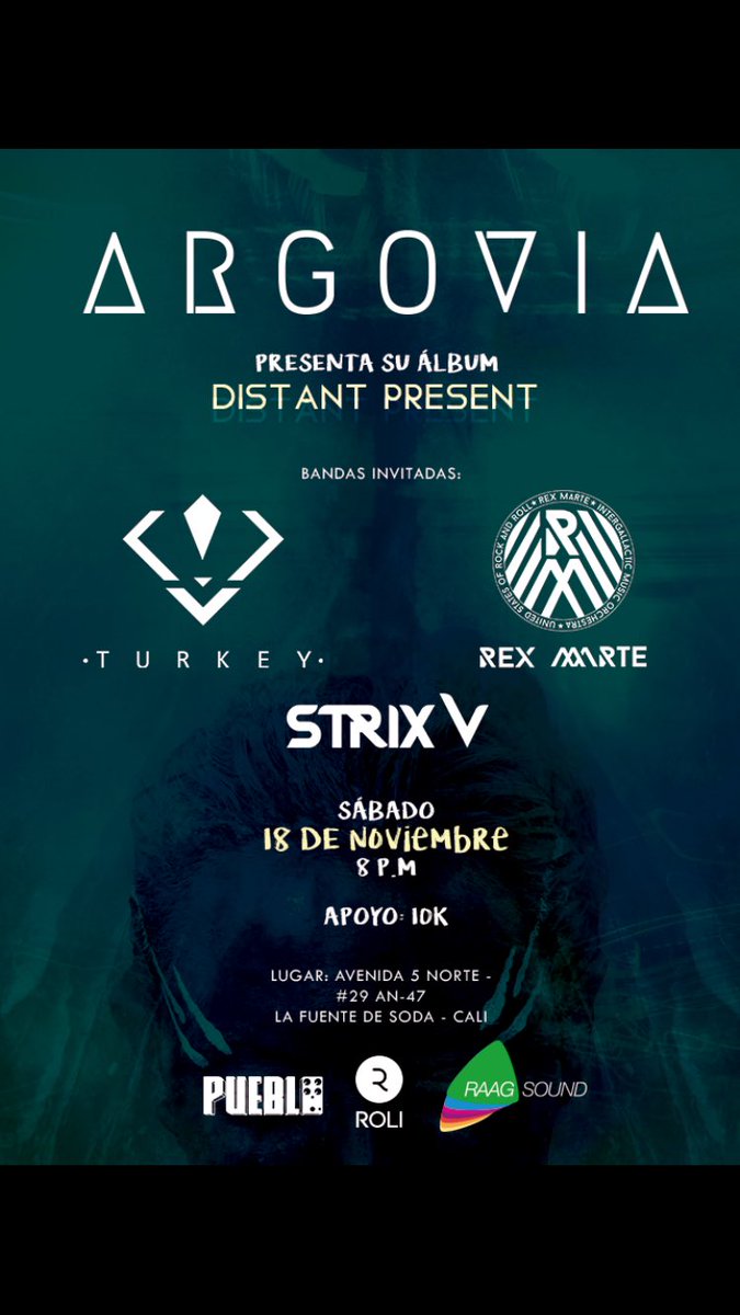 Cerraremos nuestro #DistantPresentTour2017 el 18 de noviembre en Cali junto a bandas de lujo @RexMarte <a href="/TurkeyBand/">Turkey Band</a> @strix_v. Todos invitados.