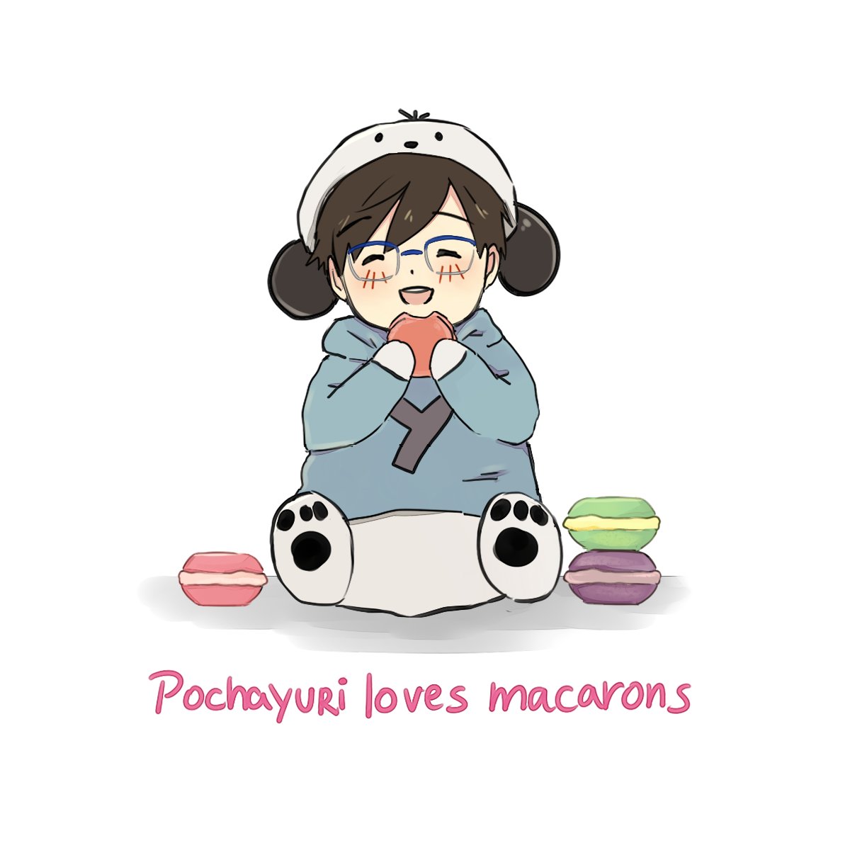 toratoramin's tweet photo. Pochayuu eating macarons #勝生勇利を太らせる会 #みんなのポチャ勇 https://t.co/eIl6cdoqV4