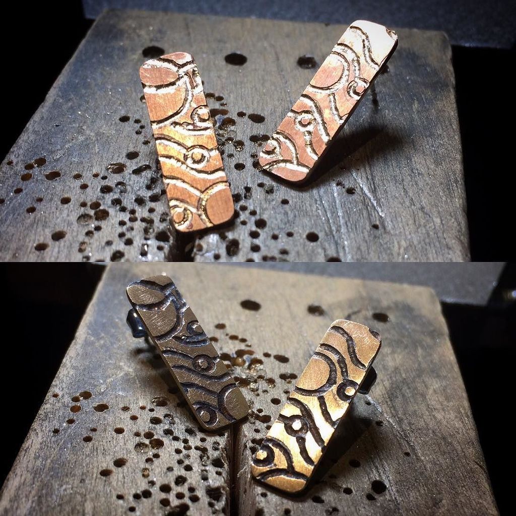 LE_JEWELLERY's tweet photo. ... playing around with some #earrings this time ! #patterns #patination #engraving #jewellery #designtechnology #… https://t.co/Cdm5udEXW5 https://t.co/oDWaiNsKgZ