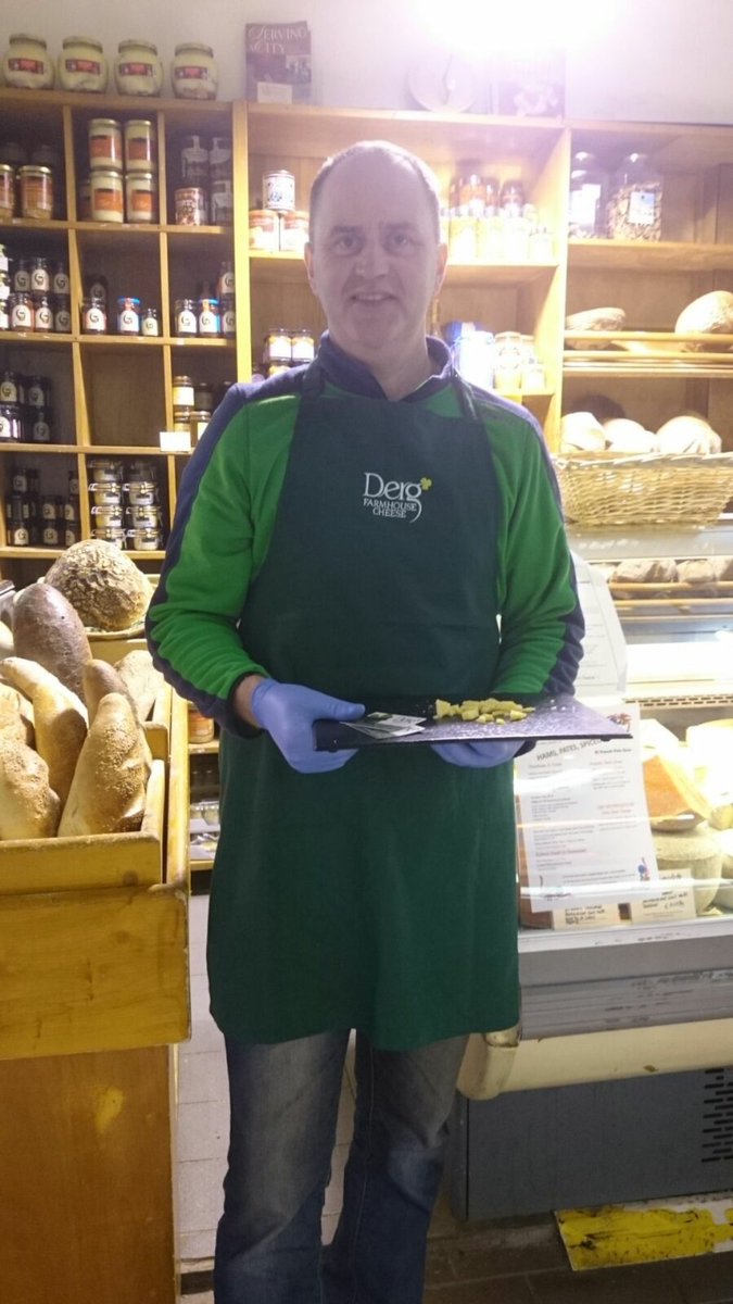 Paddy from <a href="/DergCheese/">Derg Cheese</a> is in The <a href="/EnglishMarket/">The English Market</a> today tasting his fabulous 13 month raw cow's milk Cheddar from Co. Tipperary.