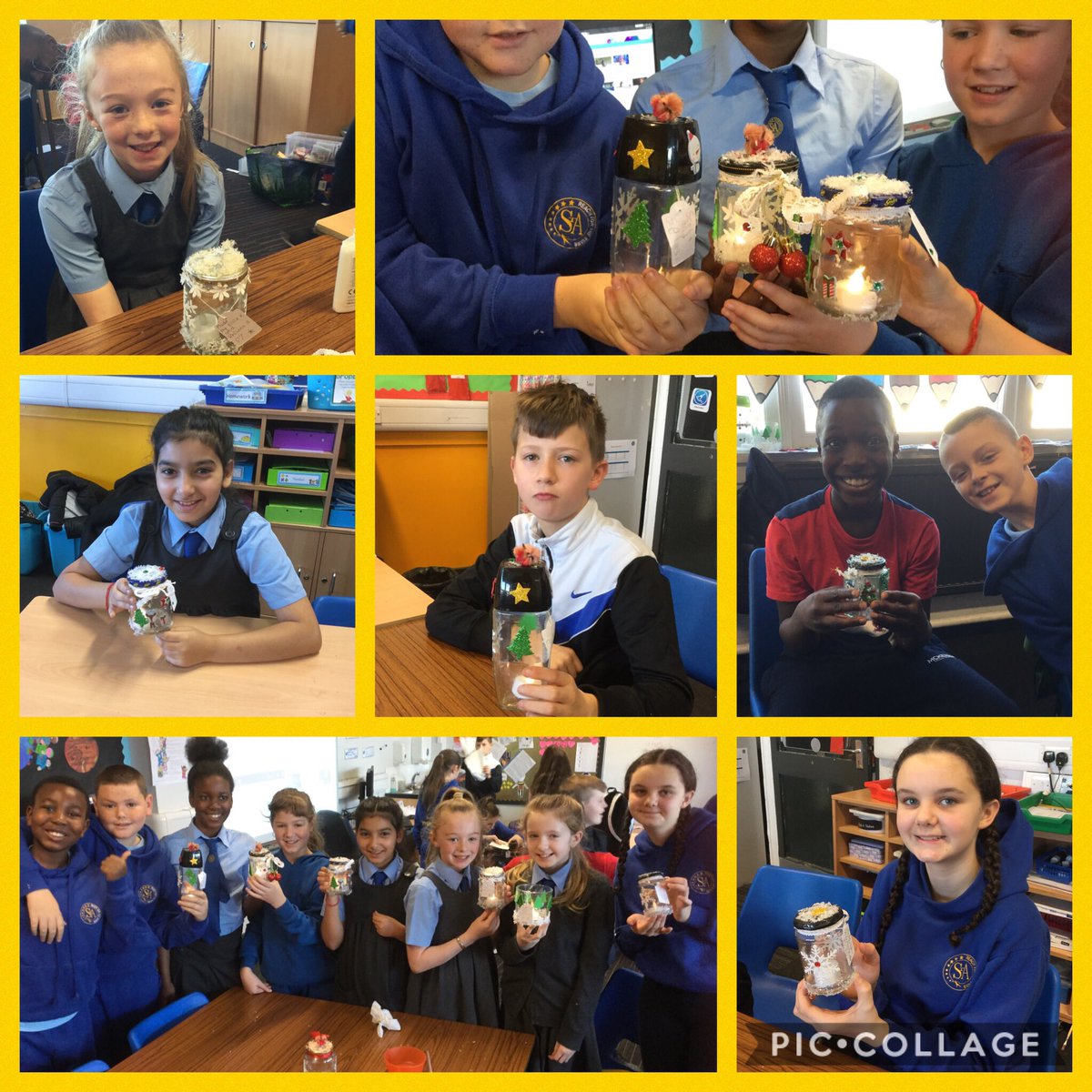 Suzieq1402's tweet photo. Christmas crafting with the creative P7 @StAnnesPrimary .Tee lite jars @casmc1972 @mrchurch79 https://t.co/4uLeAfilu1