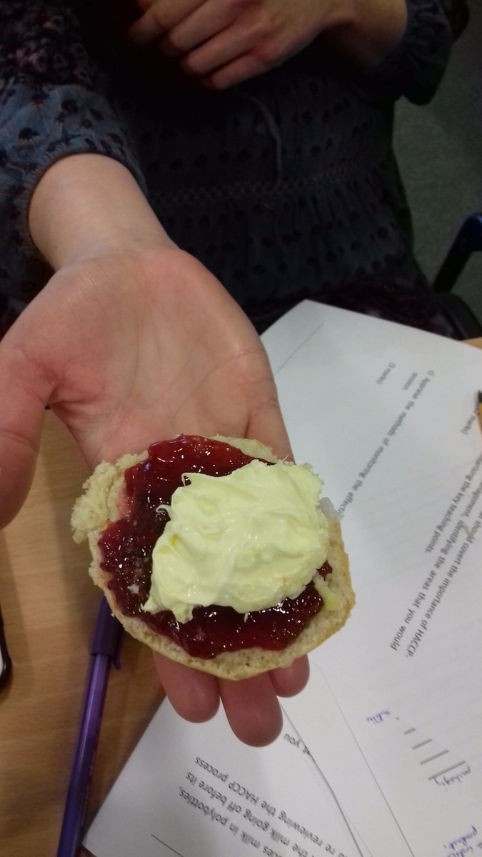 Great mid afternoon snack on L4 HACCP <a href="/duchyfood/">Duchy College Food</a> <a href="/Roddas_Cream/">Rodda's Cream</a> #jamfirst #tasty