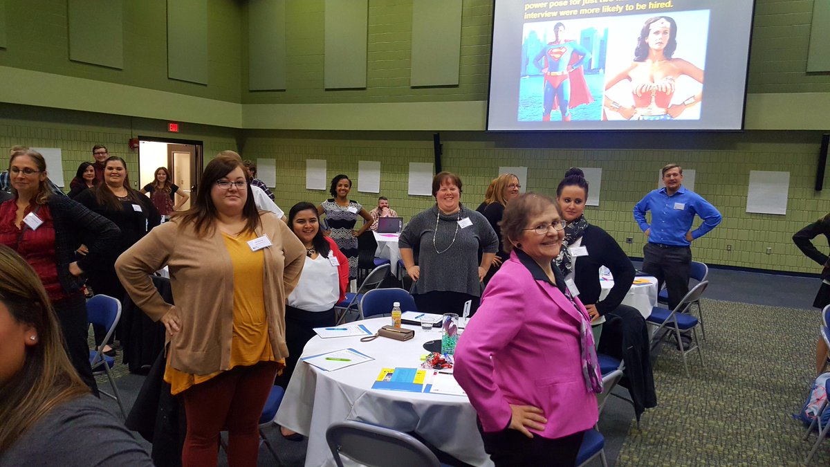 derekdeprey's tweet photo. I recently taught @lakeshoretech students how to connect with an emphasis on getting an interview. We took a moment to power pose because @HarvardBiz research shows people who took on a power pose for just 2 mins before a job interview were more likely to be hired. #MoveToConnect https://t.co/bfZhiOIpJe