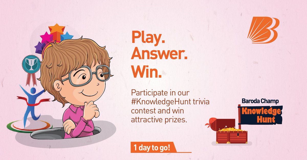 bankofbaroda's tweet photo. Test your knowledge skills with #KnowledgeHunt contest and stand a chance to win amazing prizes! Know more https://t.co/nRJehNptYp https://t.co/l5ln6C4t18