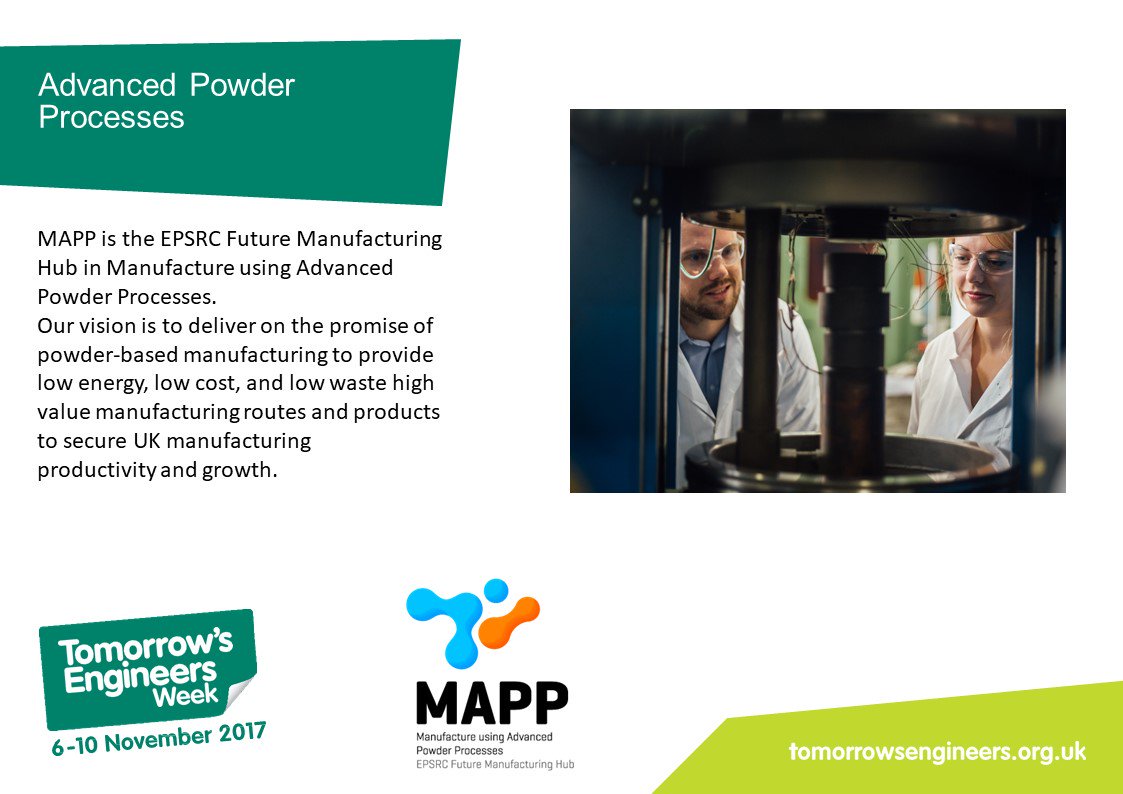 mapphub's tweet photo. #TEWeek17 inspiring next generation of engineers @mapphub joining in by sharing our mission #AdvancedPowderProcesses https://t.co/V32QaqlXf8 https://t.co/T7uxM0ujjN