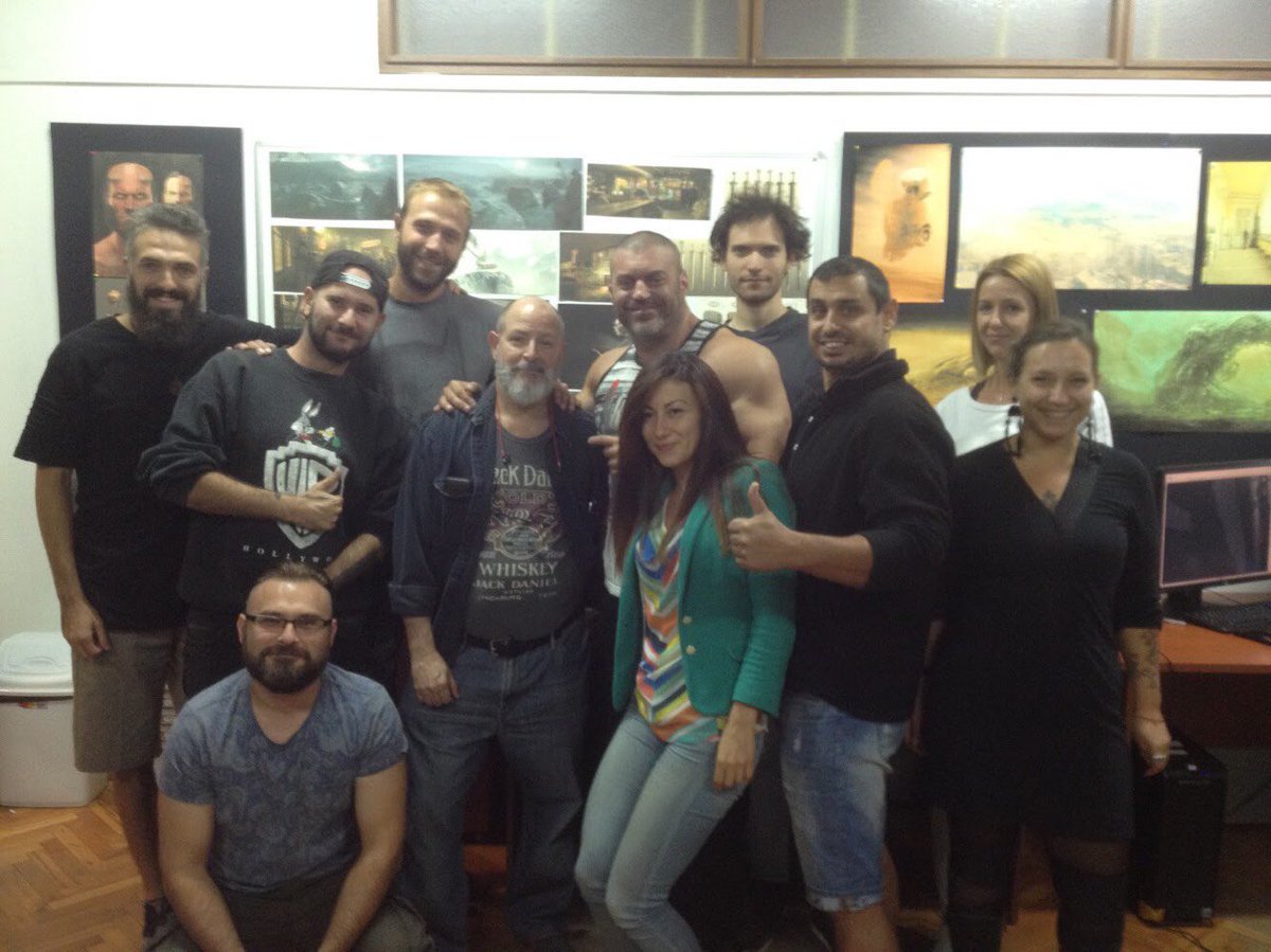 It was an honour for all of us to have #MikeMignola drop by our very excited Art Department! #FlashbackFriday #Hellboy <a href="/artofmmignola/">Mike Mignola</a>