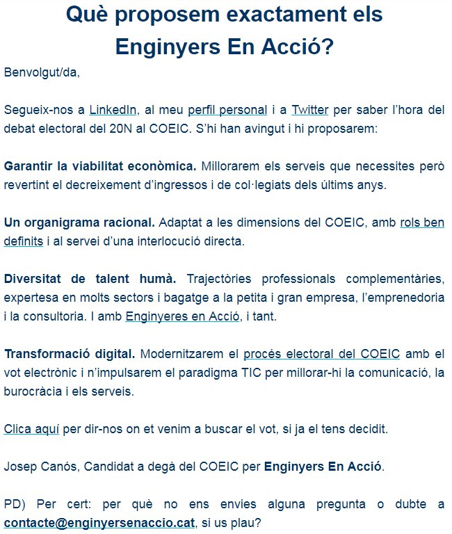 CanosJosep's tweet photo. Si ja has decidit el teu vot a les eleccions del 23N al #COEIC i vols que els Enginyers En Acció te'l recollim a casa, clica-hi: https://t.co/Dk13vA9d5P. Si encara no, permet-nos que et mirem de convèncer en 111' 📽️https://t.co/kXXsg5DjcP🎞️ o amb 1⃣7⃣3⃣ paraules 👇 https://t.co/a5xpD2KtLw