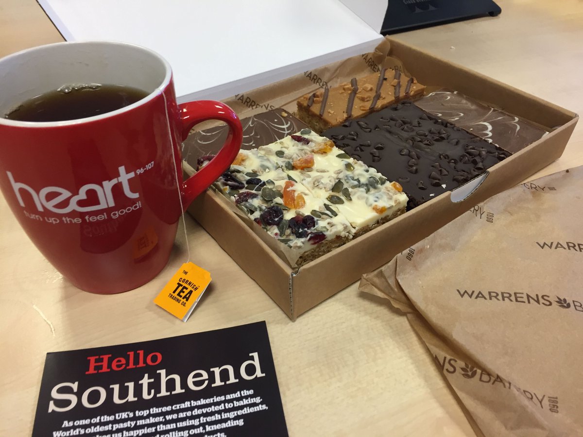 HeartEssex's tweet photo. Thanks @WarrensBakery for a surprise delivery of tasty teatime treats! Good luck with the new store in Southend! #helloSouthend #yummy ๐ https://t.co/NjmzCJDiXE