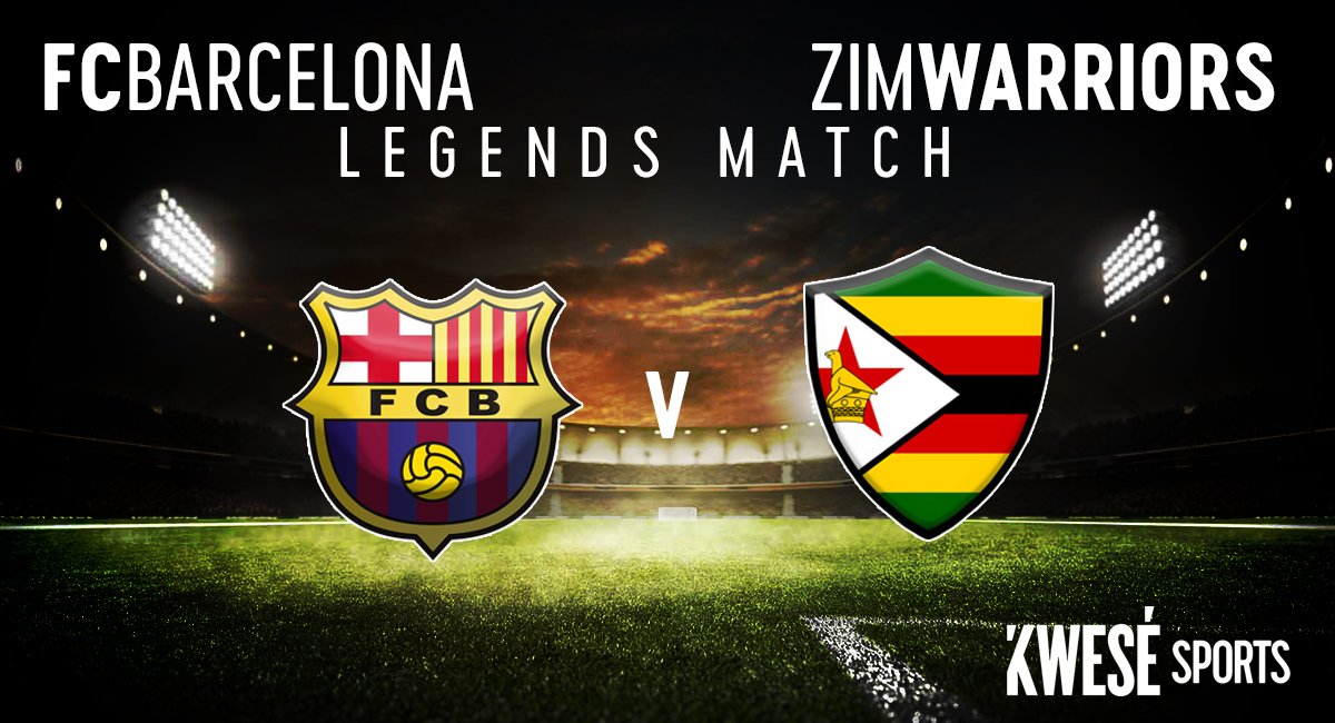 econetzimbabwe's tweet photo. This Sunday 12 Nov catch the FCBarcelona vs ZimWarriors #Legends Match live at the National Sports Stadium in Harare! Kick off is at 15:00 ⚽️ Catch all the action live on the #KweséFreeSportsApp &amp; #KweséTVApp - The game will be zero-rated which means - No Data Needed! https://t.co/bAebOGkB9R