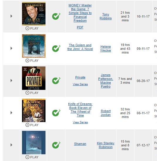 PaCrady's tweet photo. Some non-fiction, nearing the end of Wheel of time series.  Good stuff. #audibleshelfie https://t.co/7UvanmLNGs