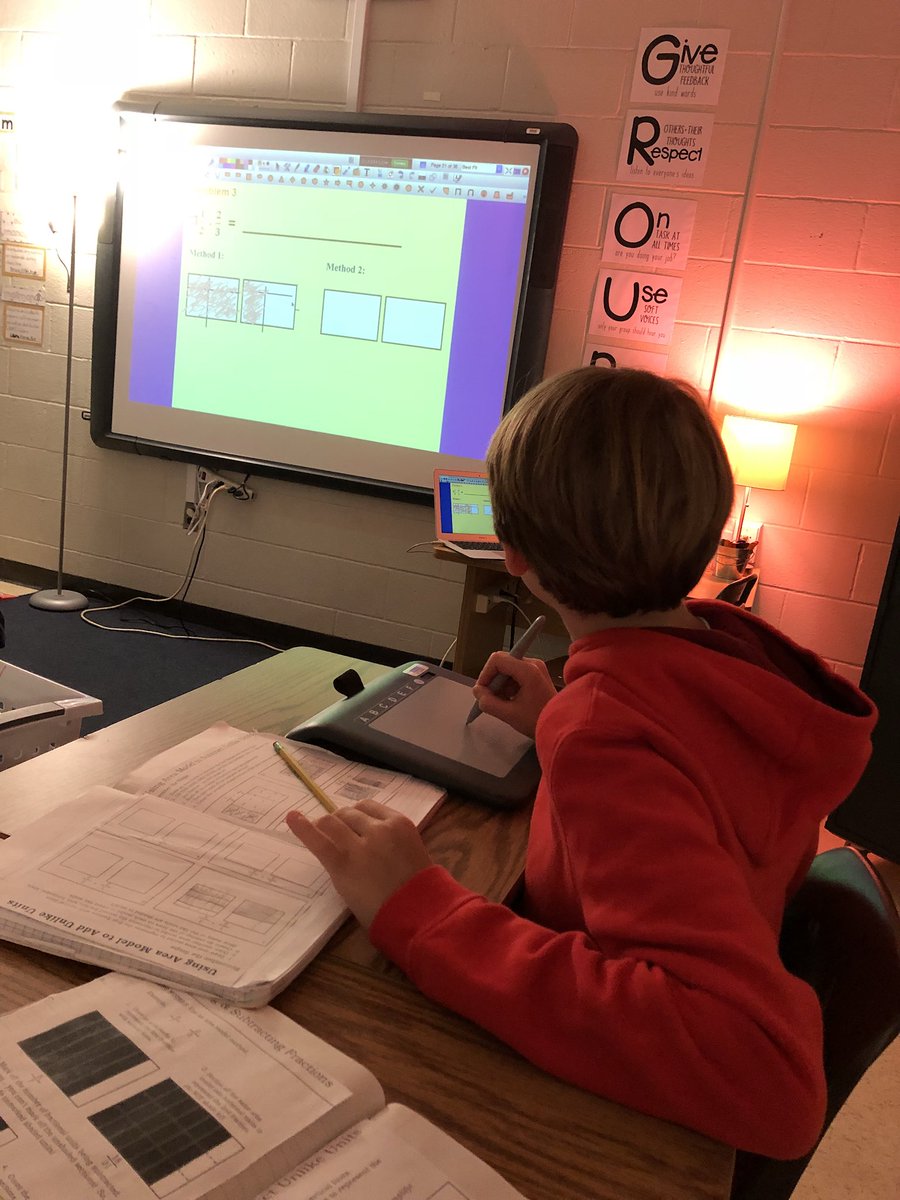Noah making that brain work showing us how to subtract mixed numbers with area models #EurekaMath #greatminds #teachgmsd