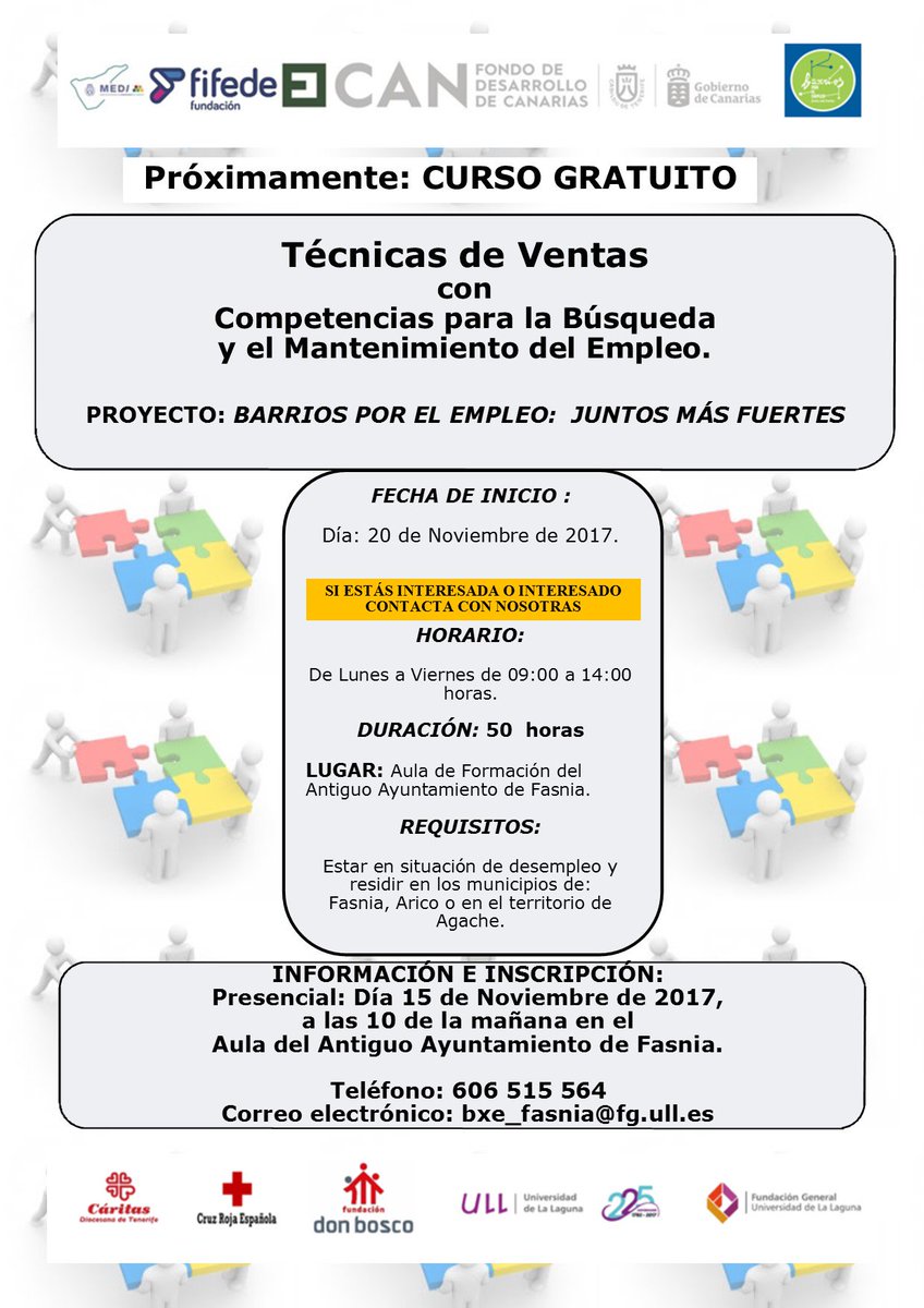 BarriosFgull's tweet photo. Curso Gratuito: Técnicas de Ventas con Competencias para la Búsqueda y mantenimiento del Empleo.  Si estas interesado/a en realizarlo consulta la información en el cartel. https://t.co/gdJh3LeRyK
