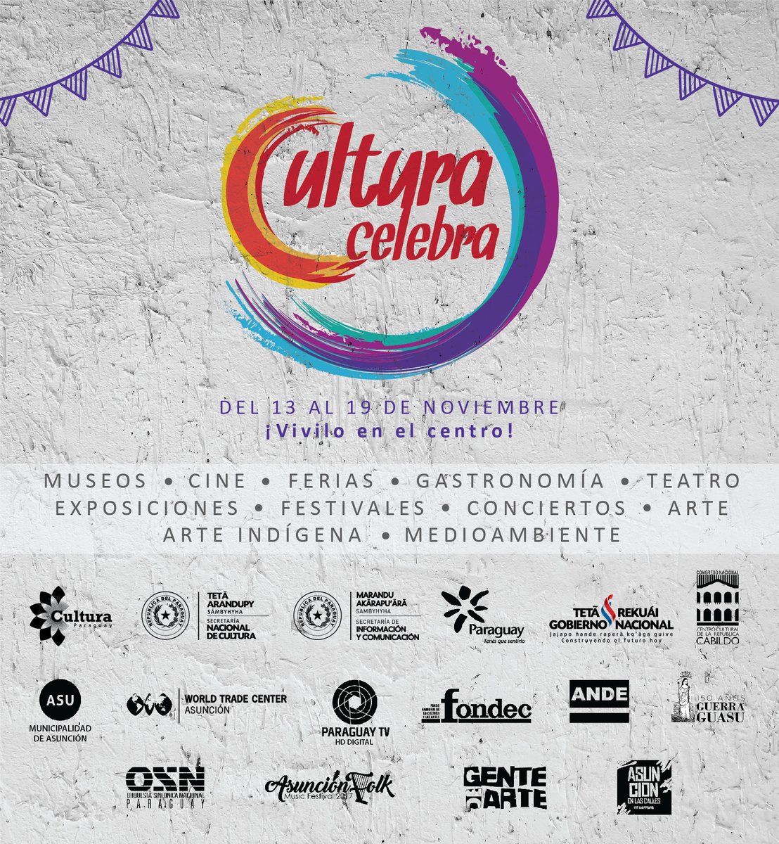 Se realizará la "Semana de la Cultura" bajo el lema #CulturaCelebra, desde el lunes 13 al domingo 19 de noviembre, durante toda una semana.