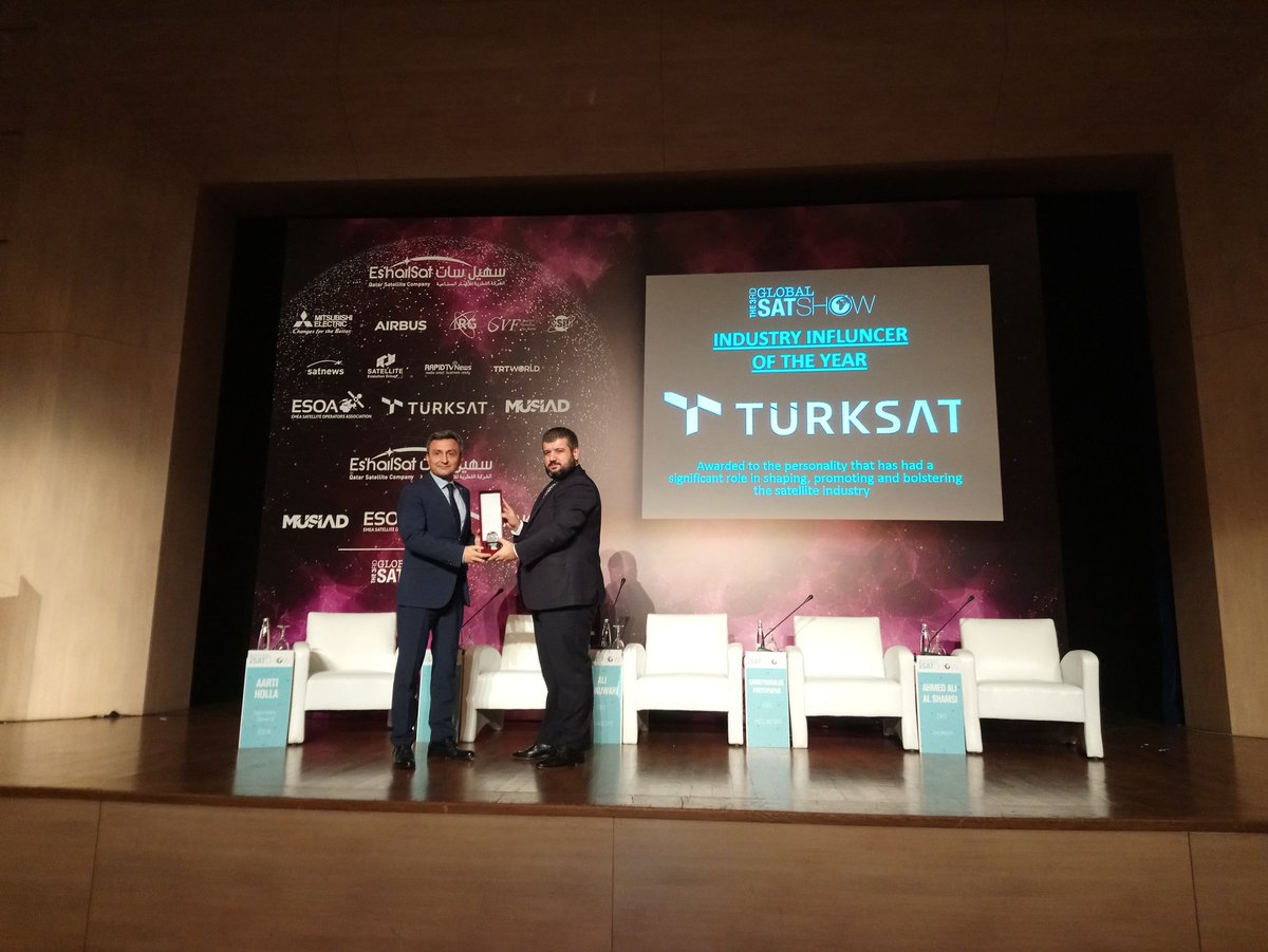 globalsatshow's tweet photo. #SILAwards: Türksat is the Industry Influencer of the Year #3rdGSS @turksat https://t.co/rmxadH57Yk