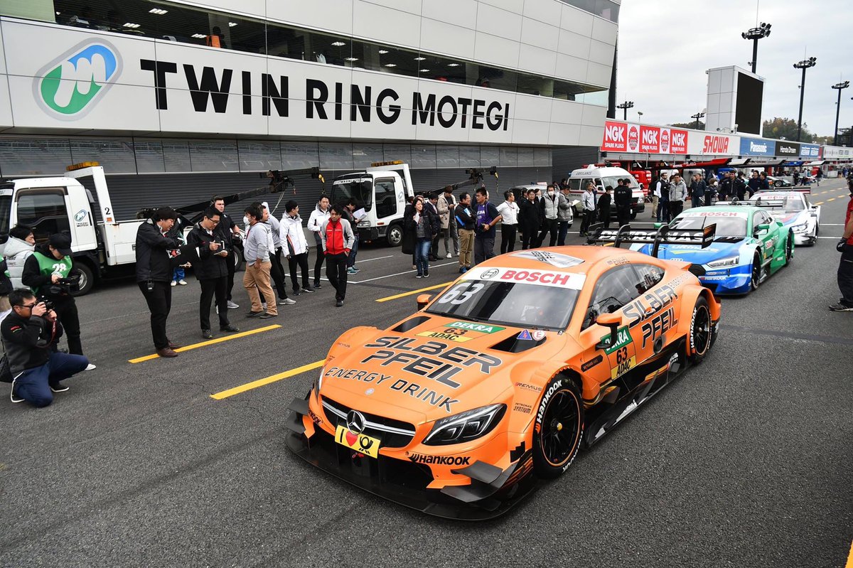 MaroEngel's tweet photo. Great to get on track here at #SuperGT Motegi today 🇯🇵✌🏻stay tuned for some mixed demo runs this weekend #ME63 #SilberpfeilEnergy #Förch https://t.co/9FykxB0ynn