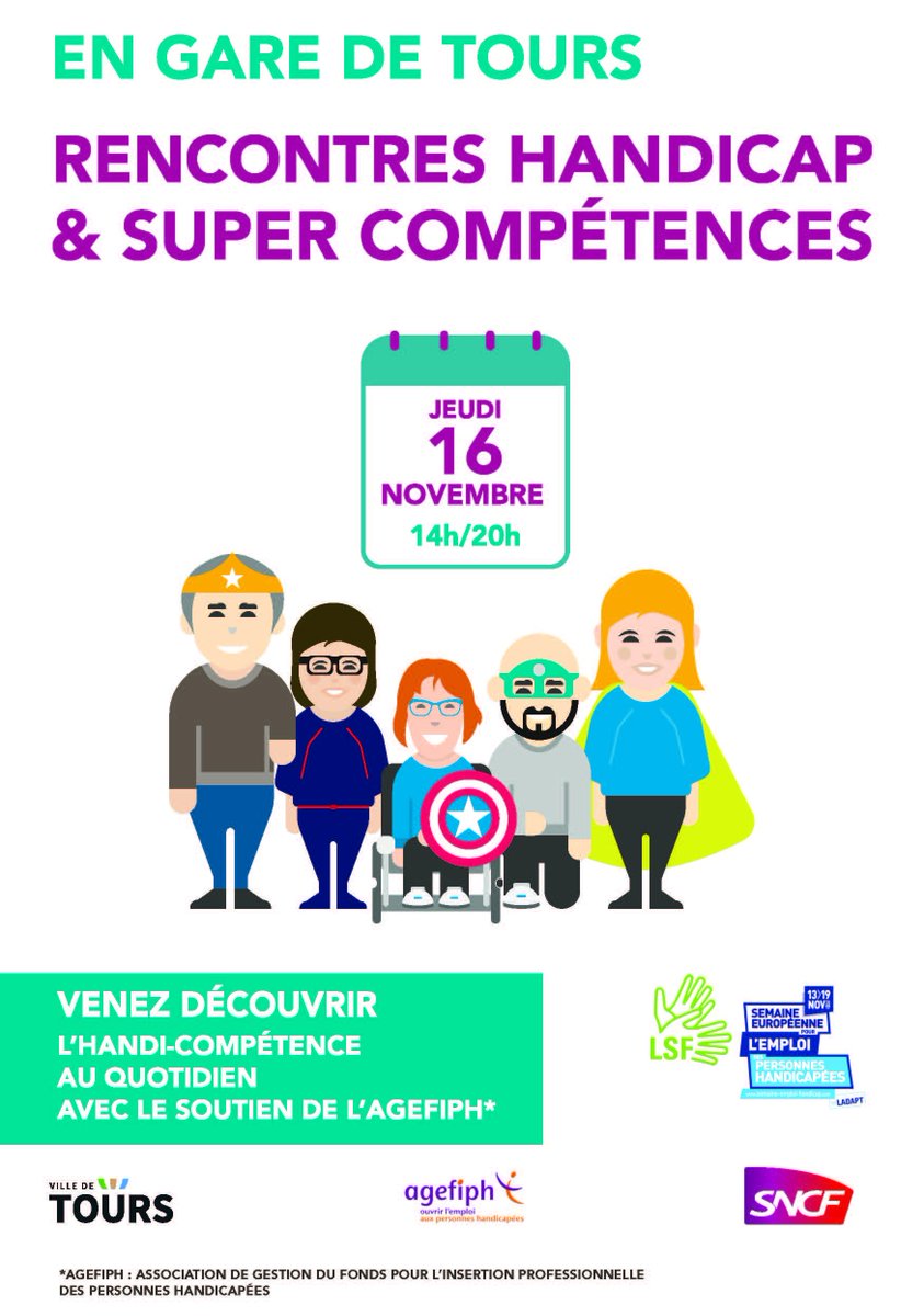 assoARPS's tweet photo. #SEEPH2017 : du 13 au 19/11, mobilisation pour l'inclusion professionnelle pour tous et sensibilisation au handicap. L'ARPS sera présente avec #SNCF en gare de Tours le 16/11 : venez-nous rendre visite ! https://t.co/RBmcHmvA8h