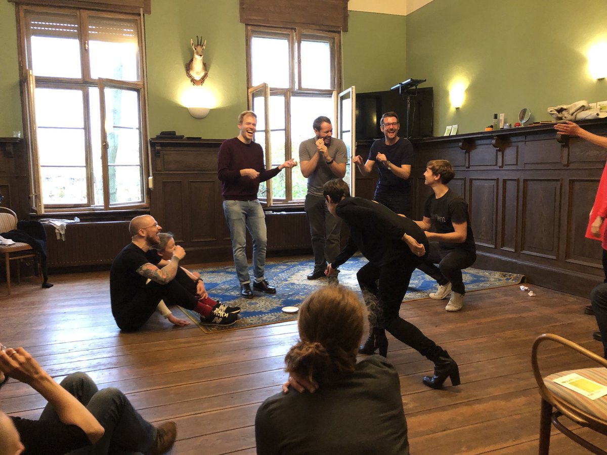 Practising our acting skills together with coach Katrin at our annual team weekend. Methinks we‘re having fun <a href="/pbihq/">Point Blank</a> #designthinking #training
