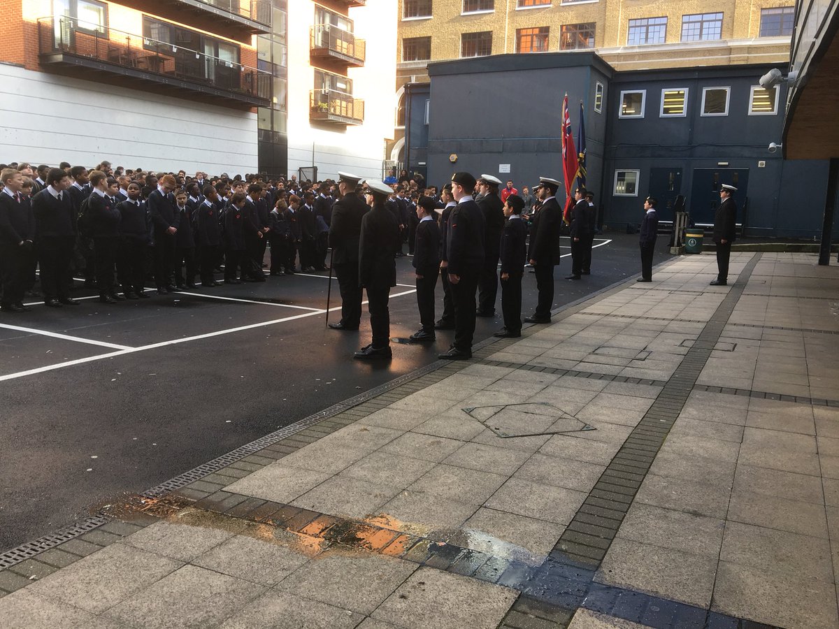 Nauticaldepartm's tweet photo. School colour party and drill squad at the front of the assembly https://t.co/RKT4fp0Sji