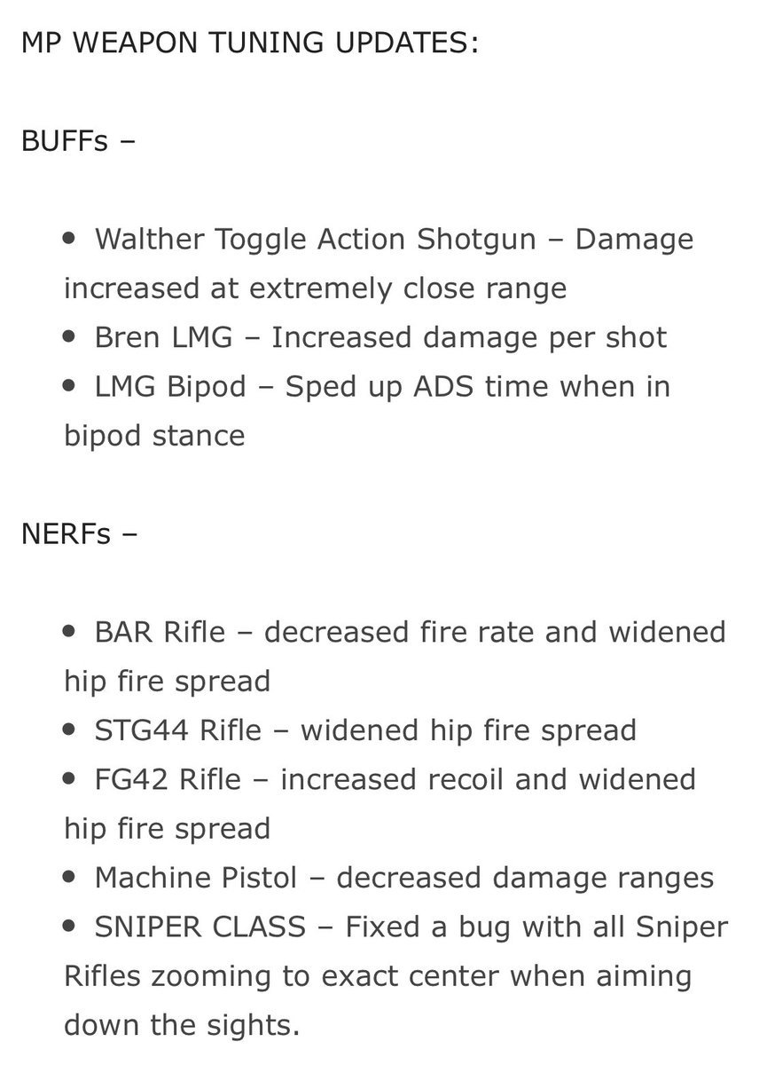 charlieINTEL's tweet image. Overnight, a new patch update - version 1.05 - for #CODWWII went live on PS4 &amp;amp; Xbox One. Includes general bug fixes, Zombies updates, and MP weapon tuning. charlieintel.com/2017/11/09/pat…