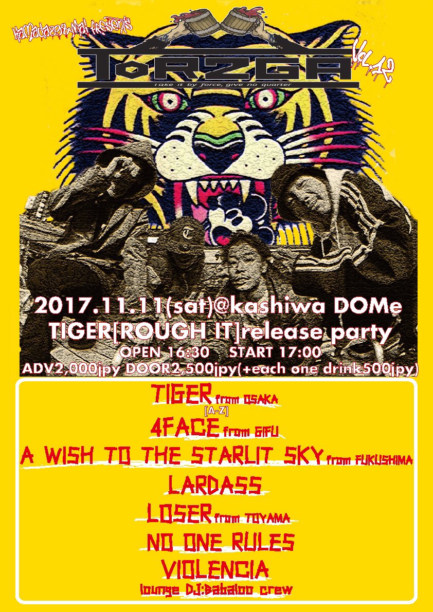 8SATANS's tweet photo. RT!ついに明日!関東で、関西・北陸・東海・東北を感じれるレアな1日!
ギリギリまで、前売り受け付けてます!
DMでも、リプでも!
#TIGER #4FACE #AWISHTOTHESTARLITSKY #LARDASS #LOSER #NOONERULES #VIOLENCIA #Babaloocrew https://t.co/bStKqfK6pC