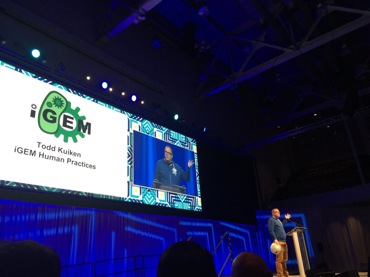 iGEM's tweet image. @DrToddOliver talks about #humanpractices #GiantJamboree