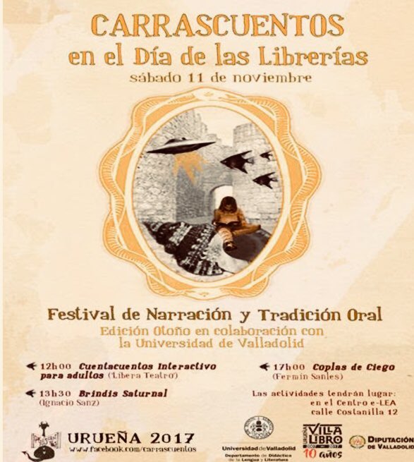 Dip_Va's tweet photo. Celebra el #DiadelasLibrerias en #VillaLibro #Urueña con el #Festival de Narración y Tradición Oral con @UVa_es @PC_UVa @turvalladolid @culturacyl #cuentacuentos #actividades #libros https://t.co/HLq2NmHHYG