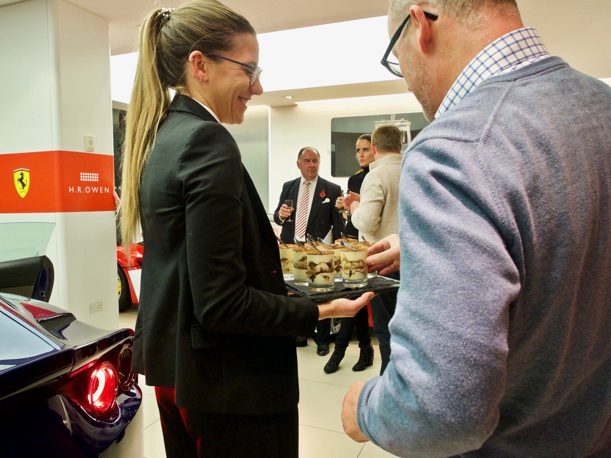 doppiozeroUK's tweet photo. Last week we served a delicious canapés menu for a H.R.Owen Ferrari party. It was exciting to see the guests tasting our delicacies while admiring extraordinary cars. They have a good taste for Italian style! #doppiozerocatering #hrowen https://t.co/YSRv9DJUsV