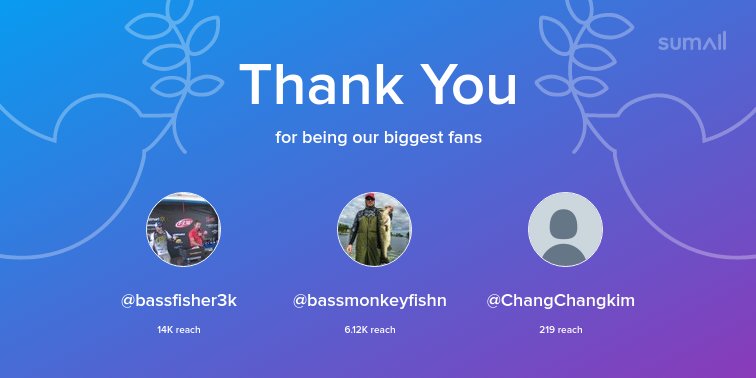 Our biggest fans this week: <a href="/bassfisher3k/">Tim Zdrazil</a>, @bassmonkeyfishn, <a href="/ChangChangkim/">changkim</a>. Thank you! via sumall.com/thankyou?utm_s…