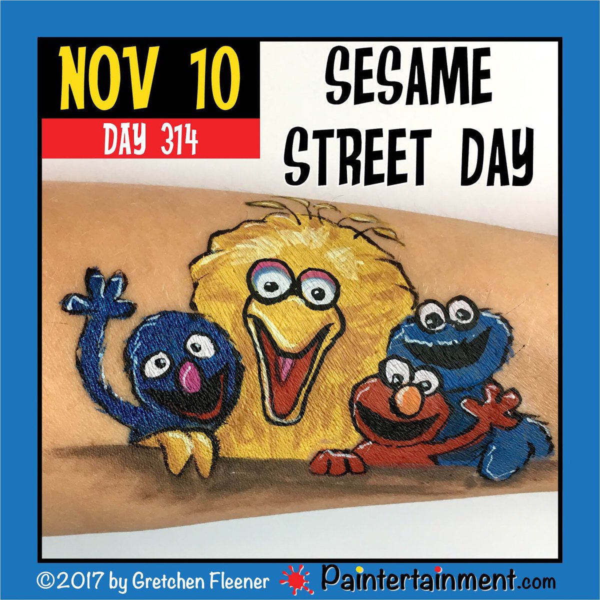 gretchenfleener's tweet photo. Happy Sesame Street day! https://t.co/sc9GhILmcc #sesamestreetday #daysoftheyear #paintertainment https://t.co/dmT8sVaOuY