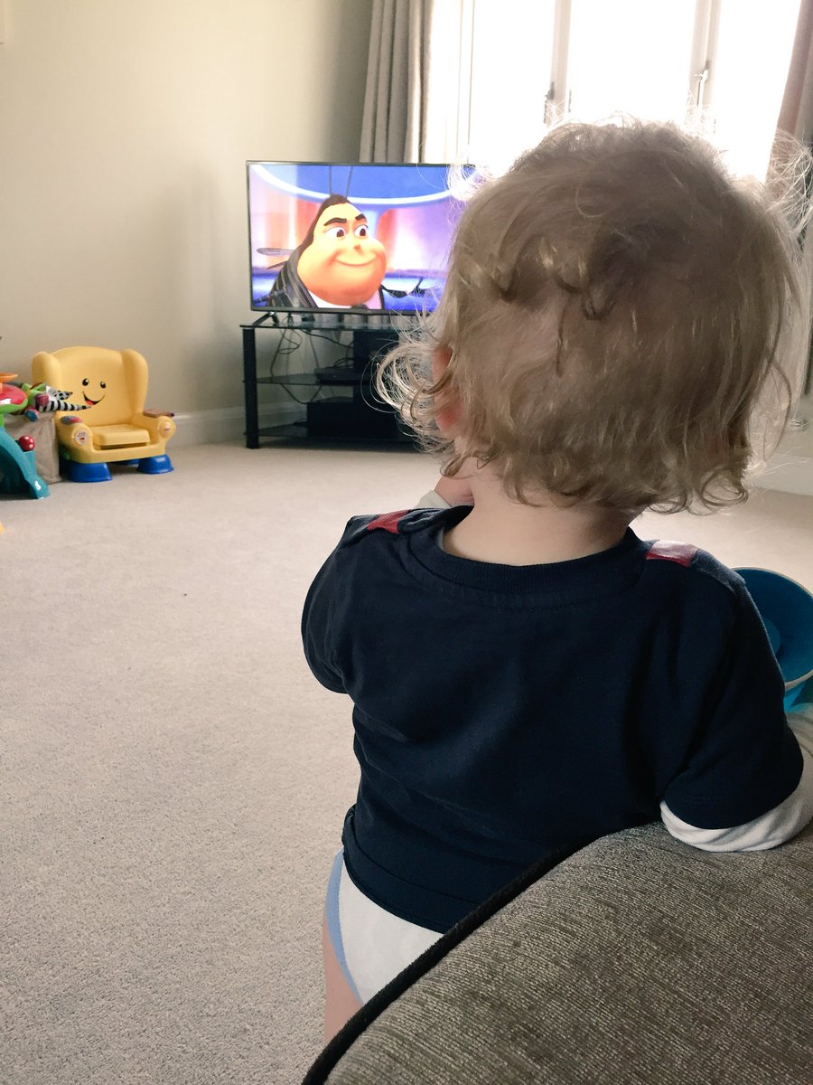 TheImprovingMum's tweet photo. The boy’s first time watching a film. I put The Bee Movie on for him and he’s completely transfixed #BeeMovie #FilmTime #MovieTime https://t.co/4XxG30yO9E