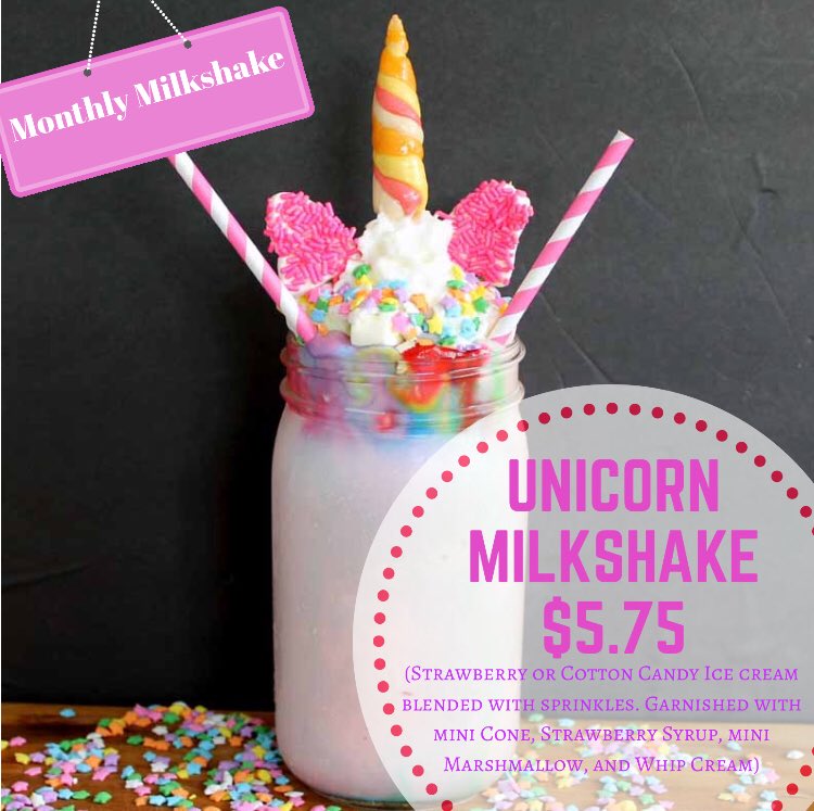 Stop by and try our new milkshake of the month 🦄🦄🦄
