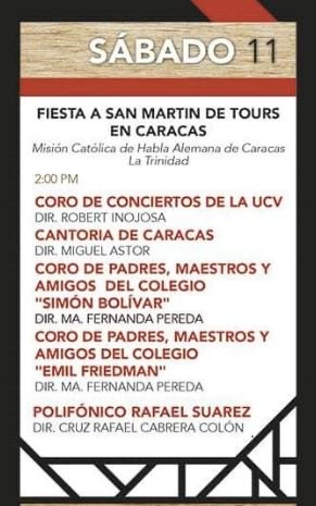 Y mañana Sábado #11Nov  arranca el 2do <a href="/ColoniaTovFest/">FestivalColoniaTovar</a>  con un concierto en honor a San Martin de Tours Patrono de los confalonieros, en la Misión Católica Alemana de La Trinidad