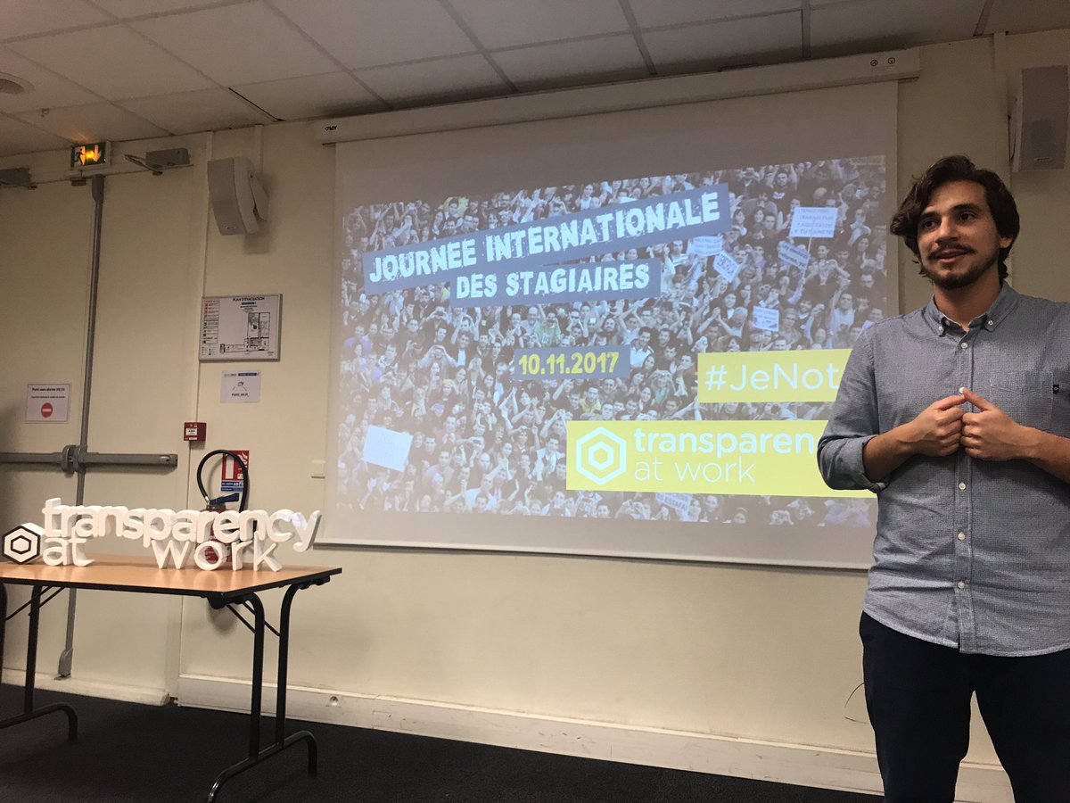 InternsGoPro's tweet image. C'est parti pour le lancement de Transparency At Work à Paris ! Régis Pradal, CEO d'@InternsGoPro nous présente la campagne. Suivez le FB live sur la page de @La_FAGE #JeNote #WeRate